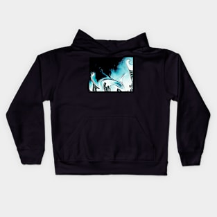 Rogue waves in blue and black Kids Hoodie